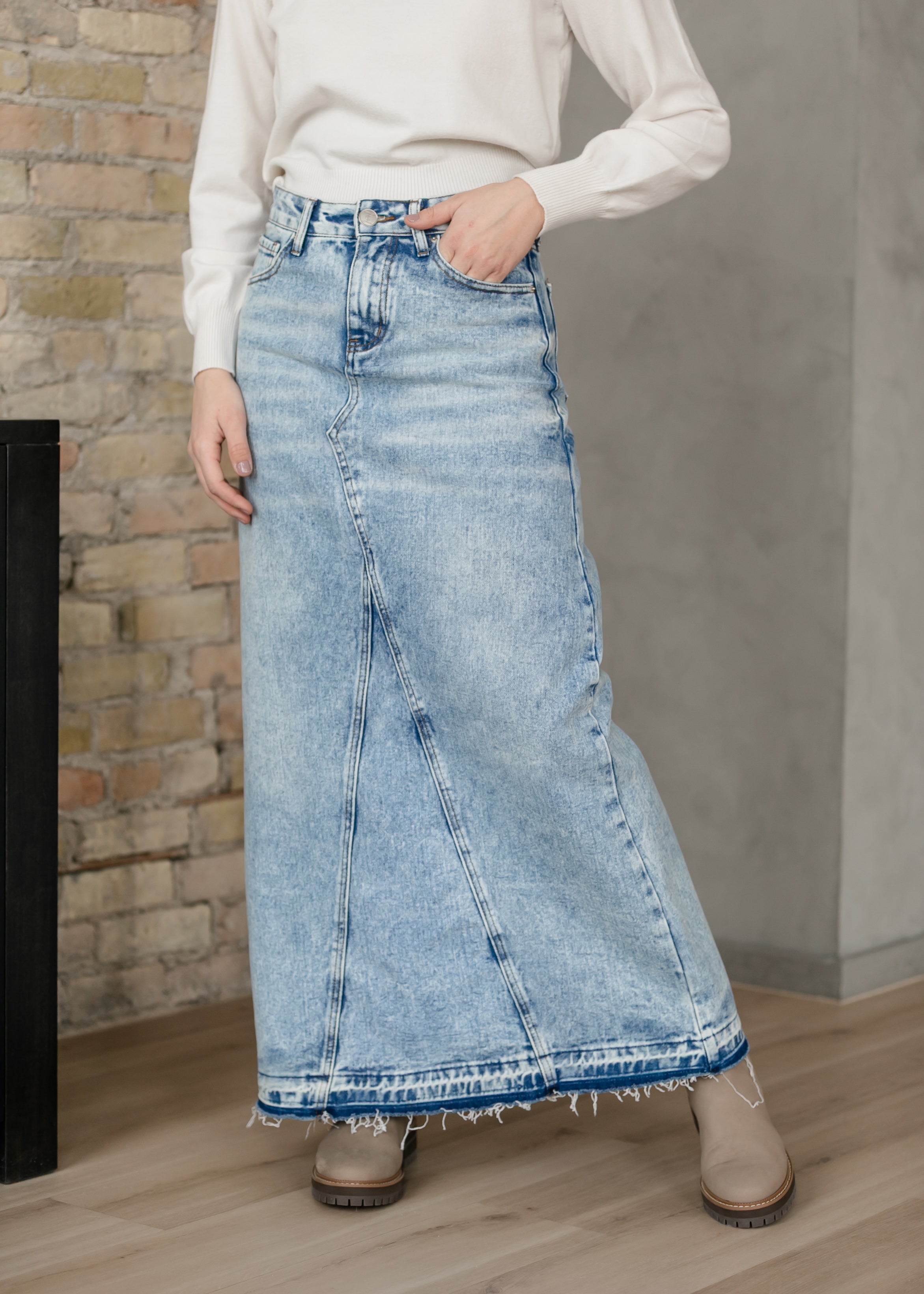 Jupe longue en jean Mina