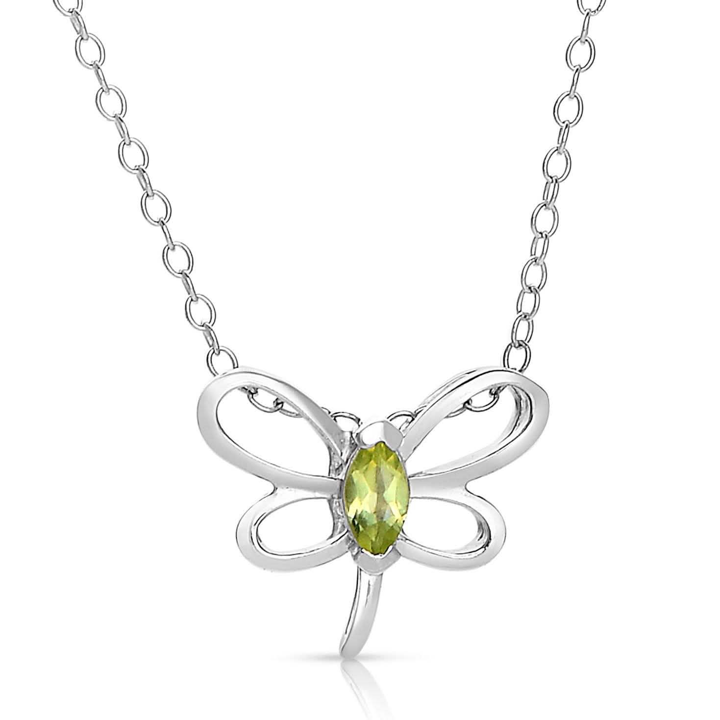 Collier mini papillon avec pierre véritable