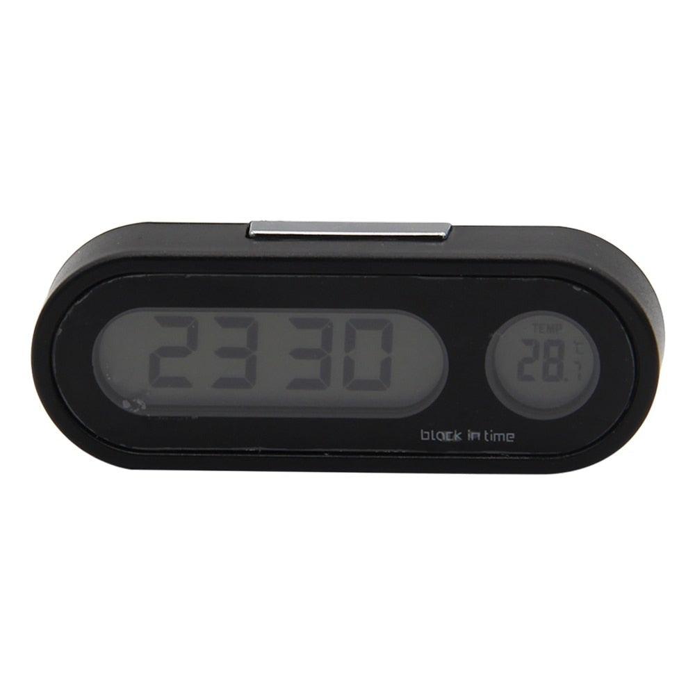Mini Horloge Digitale pour Voiture, Horloge Automatique Automobile, Réveil Digital LCD Facile à Régler, Adhésive, Horloge Électronique de Tableau de Bord, de Bureau, Date, Heure, Calendrier, Thermomètre, Hygromètre, Décoration de Voiture, Style Voiture