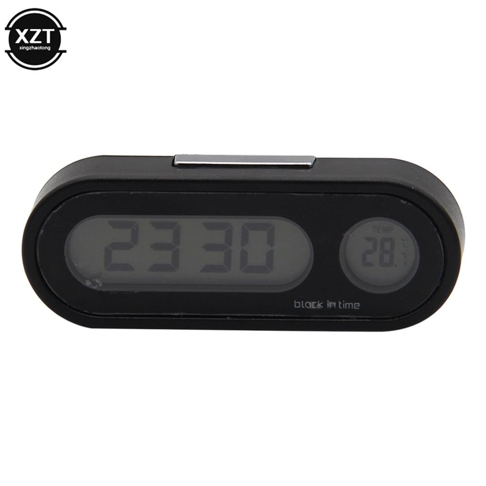Mini Horloge Digitale pour Voiture, Horloge Automatique Automobile, Réveil Digital LCD Facile à Régler, Adhésive, Horloge Électronique de Tableau de Bord, de Bureau, Date, Heure, Calendrier, Thermomètre, Hygromètre, Décoration de Voiture, Style Voiture