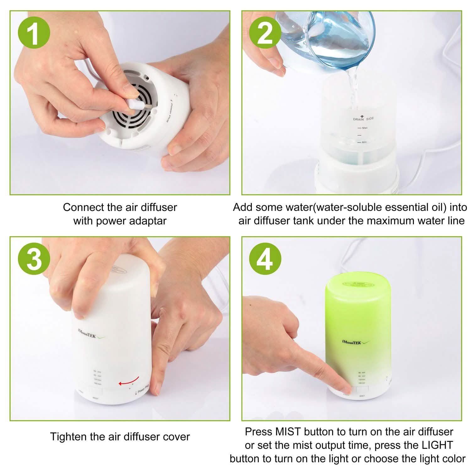 Mini humidificateur à brume fraîche avec lumières LED 7 couleurs