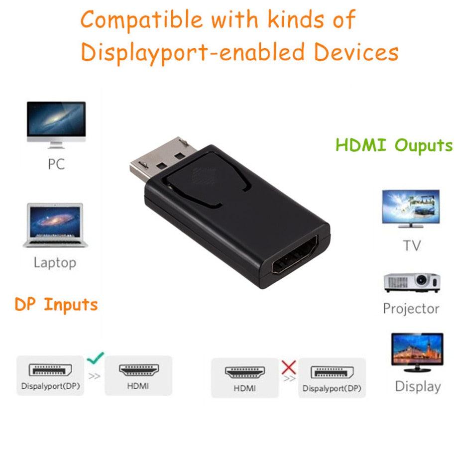 Adaptateur Mini DisplayPort vers HDMI (mâle vers femelle), convertisseur DP vers HD 4K, compatible vidéo et audio pour PC et ordinateur portable