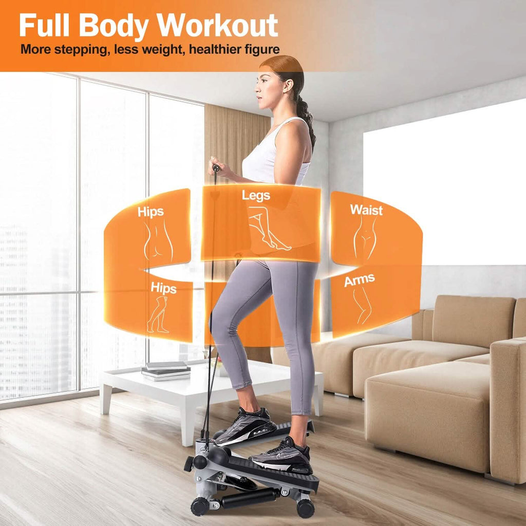 Mini Stepper de Fitness avec 2 Bandes de Résistance Écran LCD
