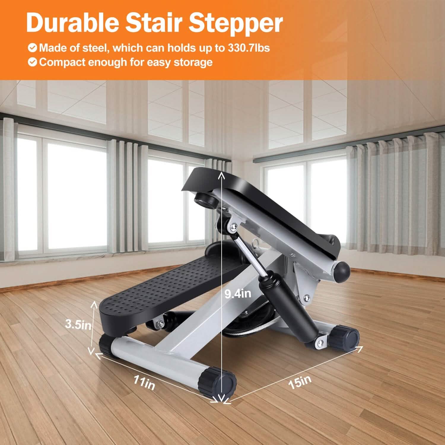 Mini Stepper de Fitness avec 2 Bandes de Résistance Écran LCD