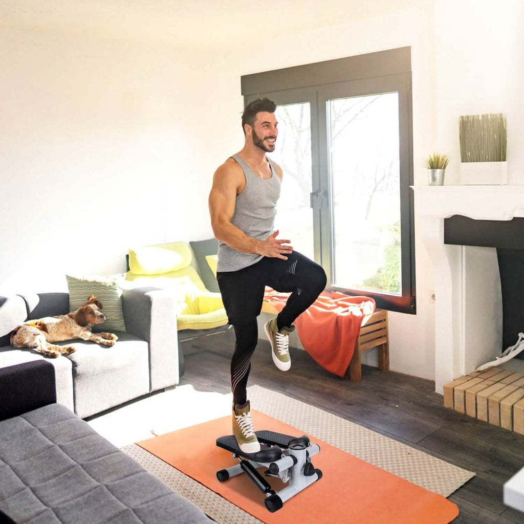 Mini Stepper de Fitness avec 2 Bandes de Résistance Écran LCD