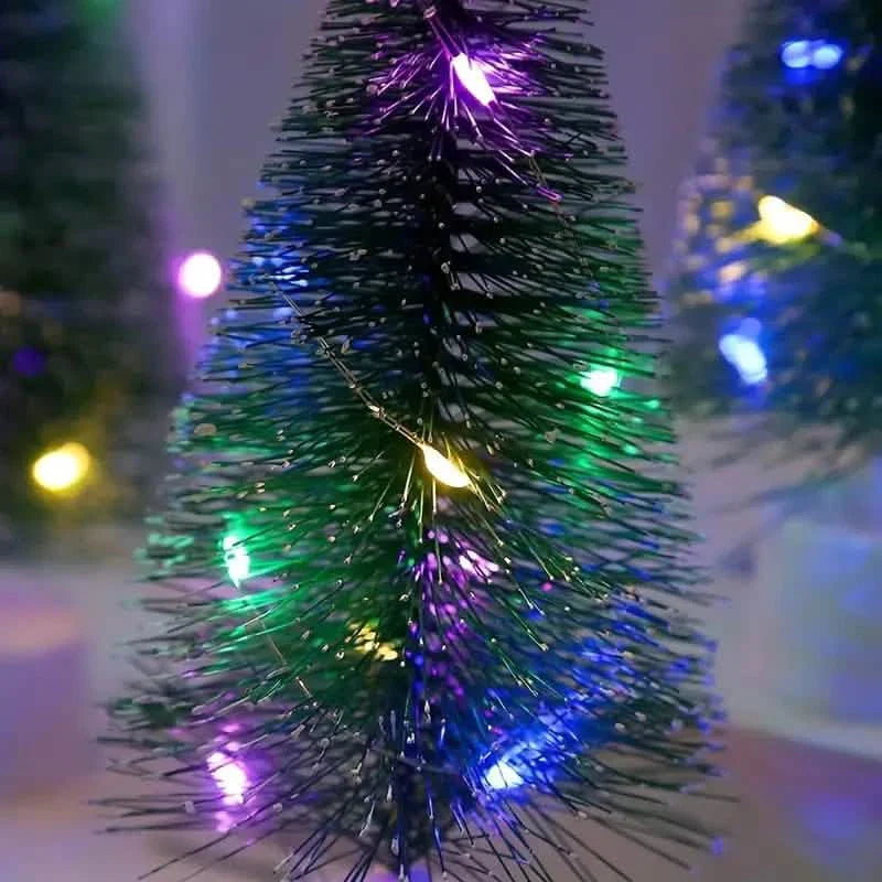 Mini sapin de Noël lumineux coloré avec veilleuse LED en acrylique artificiel