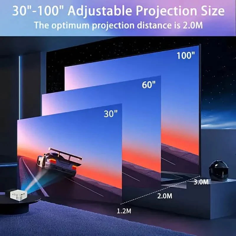 Mini projecteur de films portable haute définition lumineux 3000+ lumens, source de lumière LED HD avec USB