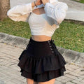 Mini-jupe Filles Douce Noire Taille Haute Plissée Jupe Mignonne Sombre Légère Jupes Design Simple