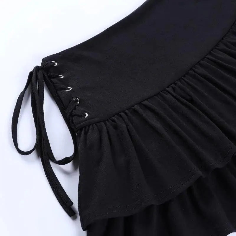 Mini-jupe Filles Douce Noire Taille Haute Plissée Jupe Mignonne Sombre Légère Jupes Design Simple
