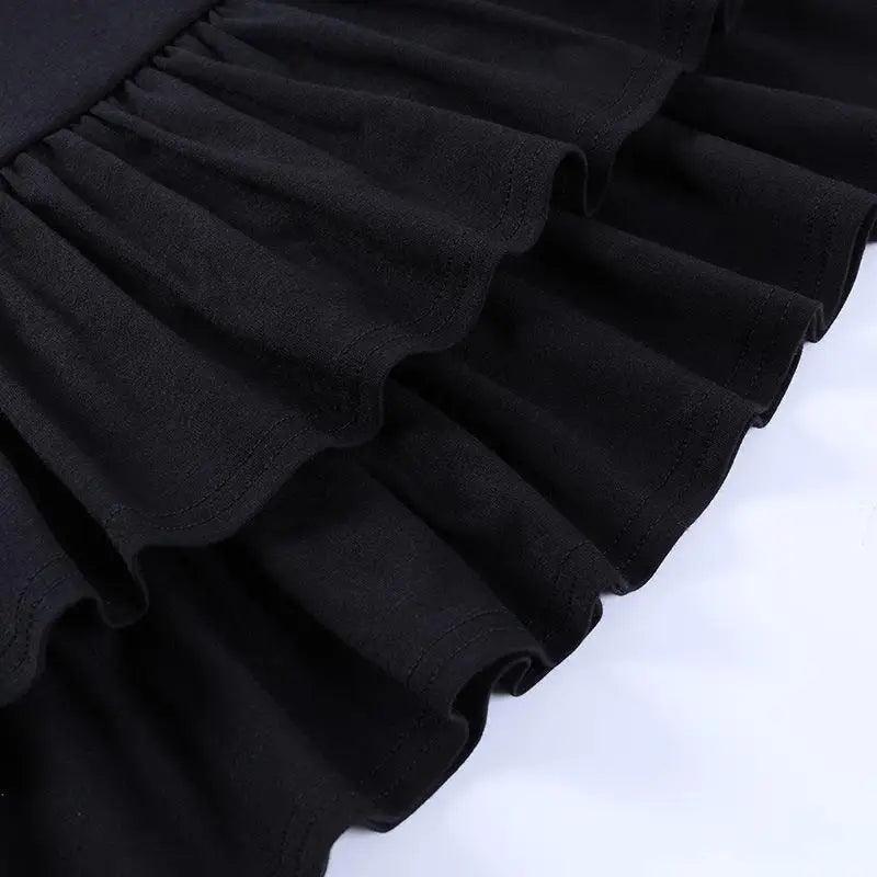 Mini-jupe Filles Douce Noire Taille Haute Plissée Jupe Mignonne Sombre Légère Jupes Design Simple