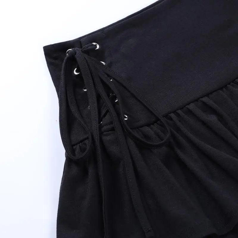 Mini-jupe Filles Douce Noire Taille Haute Plissée Jupe Mignonne Sombre Légère Jupes Design Simple