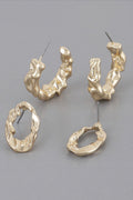 Ensemble de mini boucles d'oreilles créoles texturées à fermoir