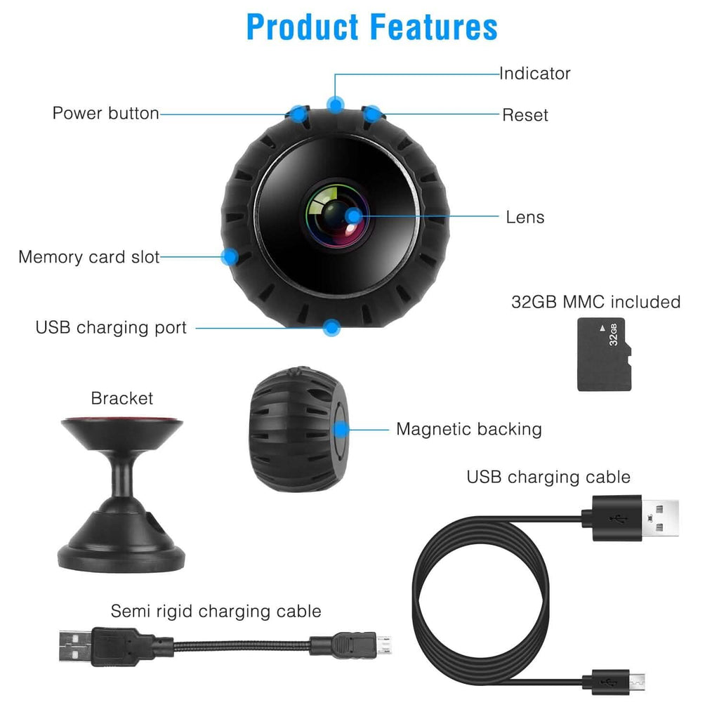 Mini caméra sans fil Wifi IR Vision nocturne HD 1080P Sécurité domestique