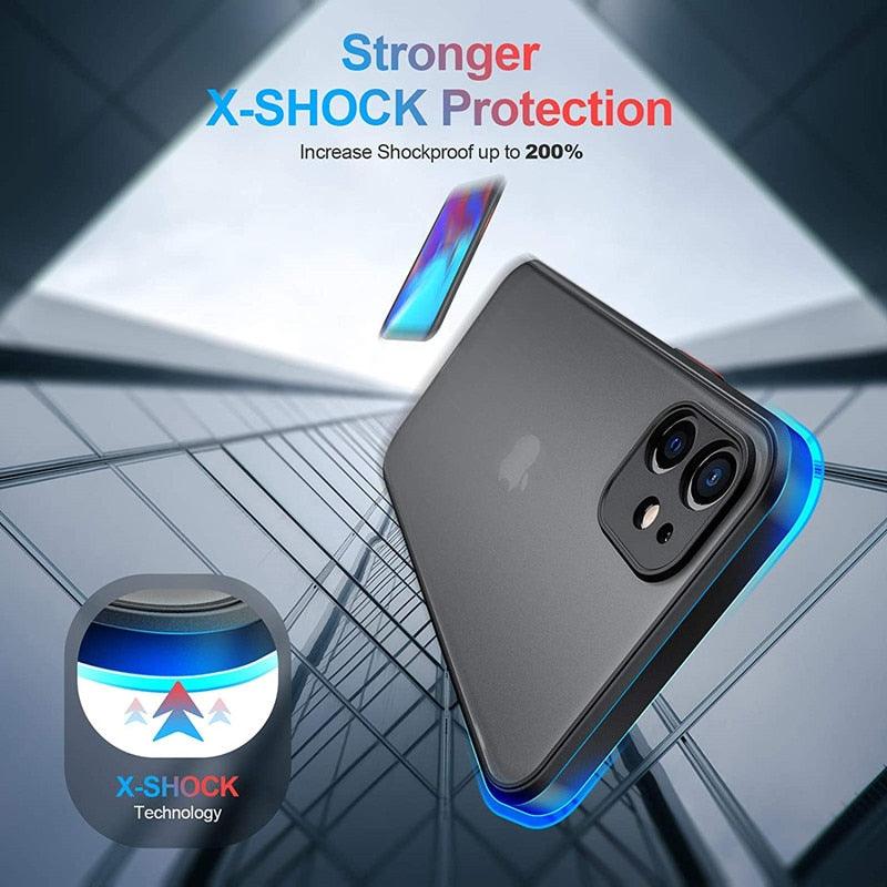 Coque blindée antichoc minimaliste pour iPhone 13 14 12 11 Pro Max XR XS X Luxe Silicone Bumper Coque rigide transparente Mini Luxe Silicone Bumper Coque rigide transparente