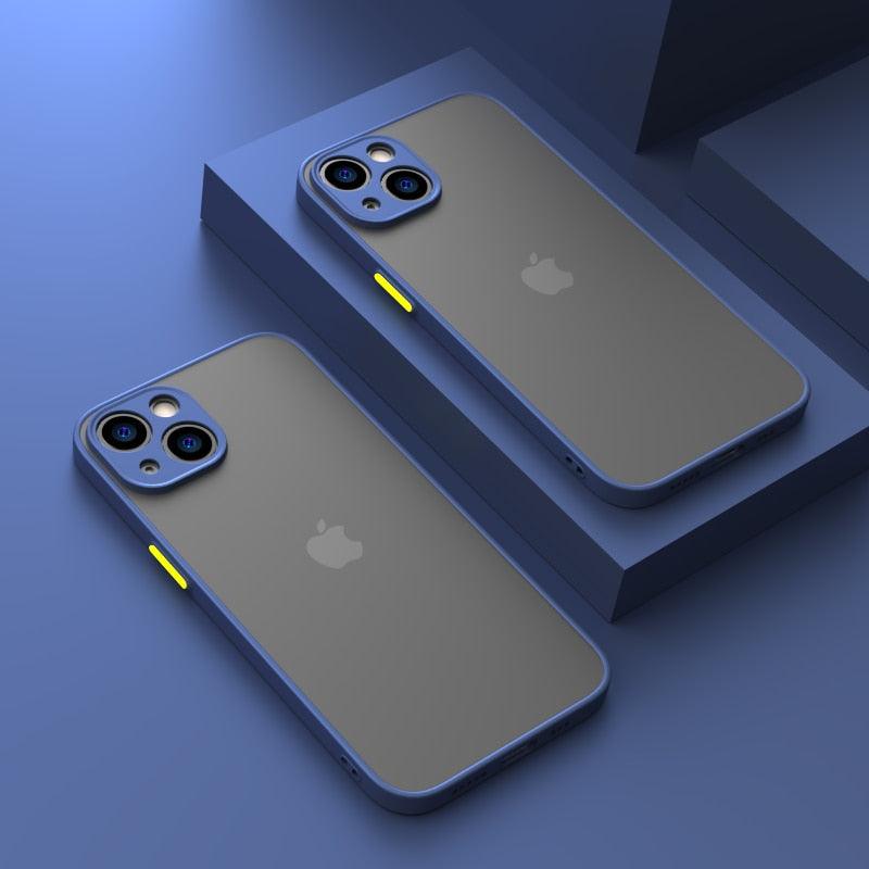 Coque blindée antichoc minimaliste pour iPhone 13 14 12 11 Pro Max XR XS X Luxe Silicone Bumper Coque rigide transparente Mini Luxe Silicone Bumper Coque rigide transparente