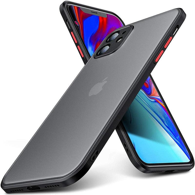 Coque blindée antichoc minimaliste pour iPhone 13 14 12 11 Pro Max XR XS X Luxe Silicone Bumper Coque rigide transparente Mini Luxe Silicone Bumper Coque rigide transparente