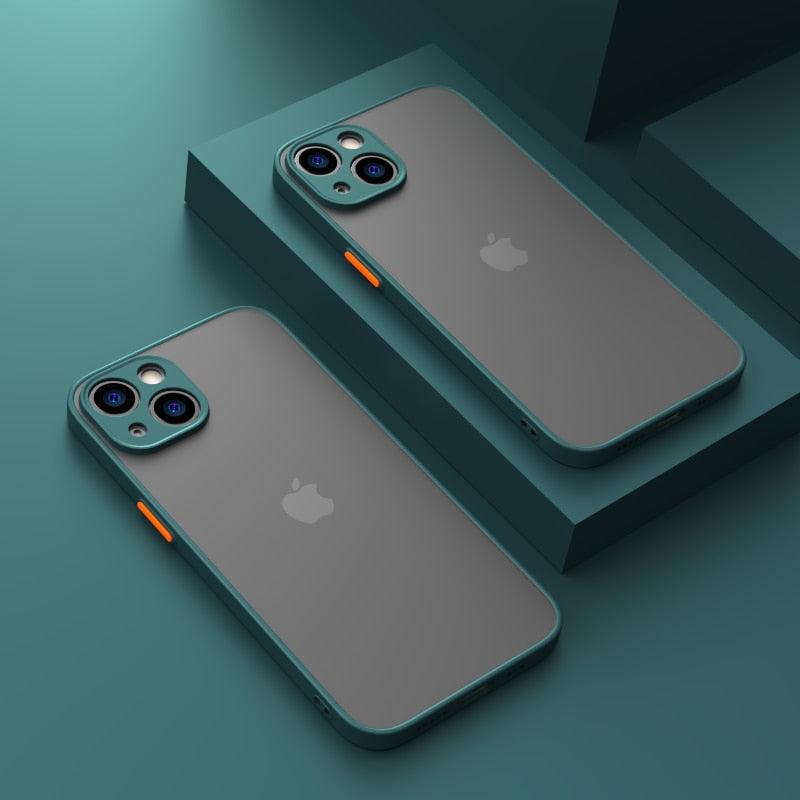Coque blindée antichoc minimaliste pour iPhone 13 14 12 11 Pro Max XR XS X Luxe Silicone Bumper Coque rigide transparente Mini Luxe Silicone Bumper Coque rigide transparente