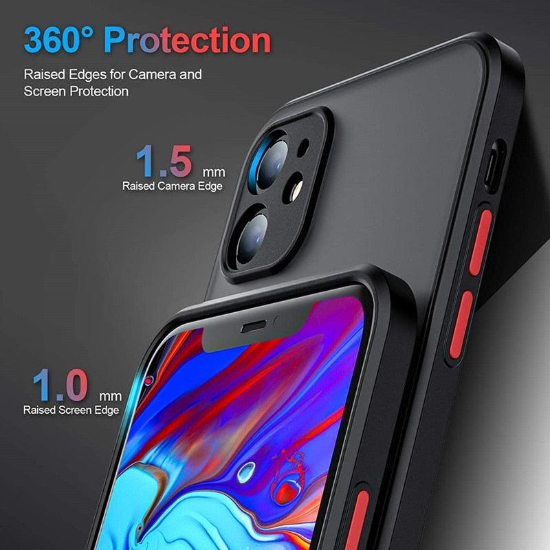 Coque blindée antichoc minimaliste pour iPhone 13 14 12 11 Pro Max XR XS X Luxe Silicone Bumper Coque rigide transparente Mini Luxe Silicone Bumper Coque rigide transparente