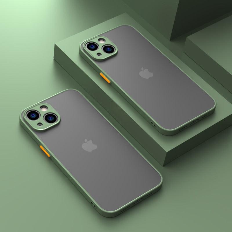 Coque blindée antichoc minimaliste pour iPhone 13 14 12 11 Pro Max XR XS X Luxe Silicone Bumper Coque rigide transparente Mini Luxe Silicone Bumper Coque rigide transparente