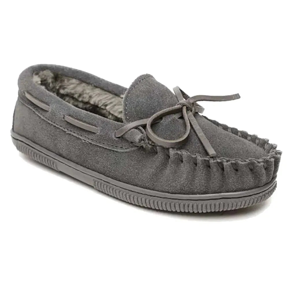 Minnetonka Pile Lined Hardsole Suede (Charbon) - Pantoufle pour enfant