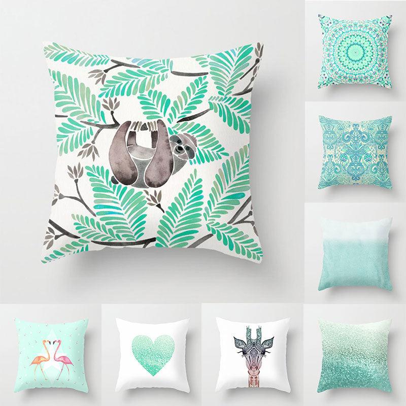 Housse de Coussin Vert Menthe Taie d'Oreiller Articles pour la Maison Décoratif Vert Menthe Frais Rayures Aquarelle Gris Uni Générique Décoratif Chambre Taies d'Oreiller Housses de Coussin Taie d'Oreiller Simple Salon