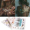 Autocollant de Tatouages Métalliques Colorés Mixtes Flash pour Femme Tatouage Jetable Temporaire Imperméable Doré Argenté
