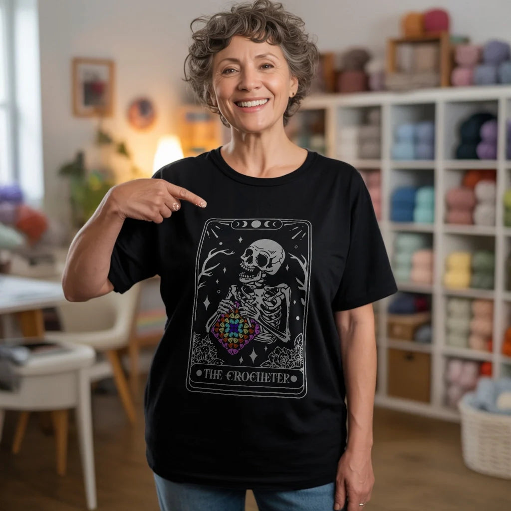 T-shirt de Tarot « Squelette crocheteur »