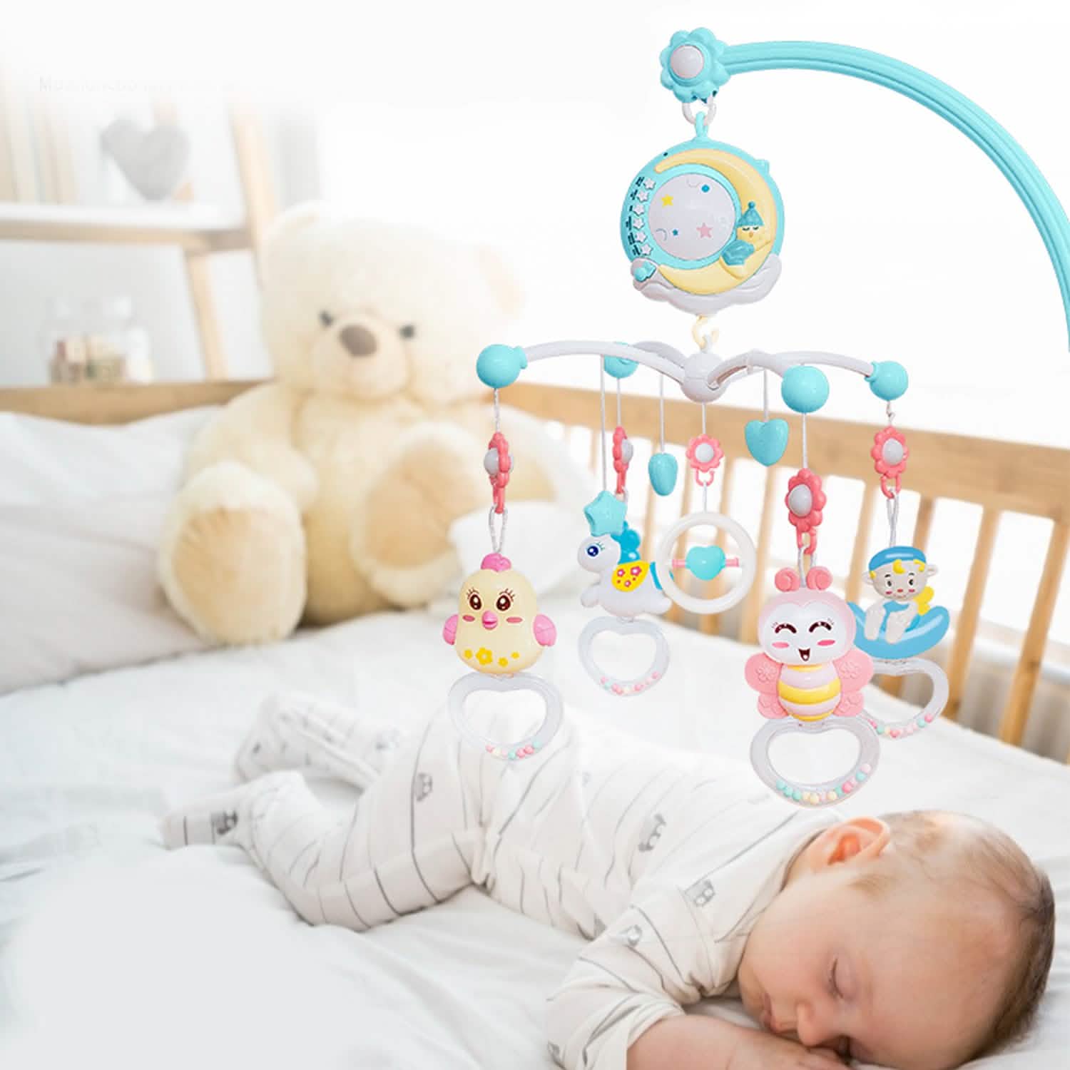 Projecteur étoile mobile Veilleuse de nuit pour bébé avec boîte à musique et télécommande