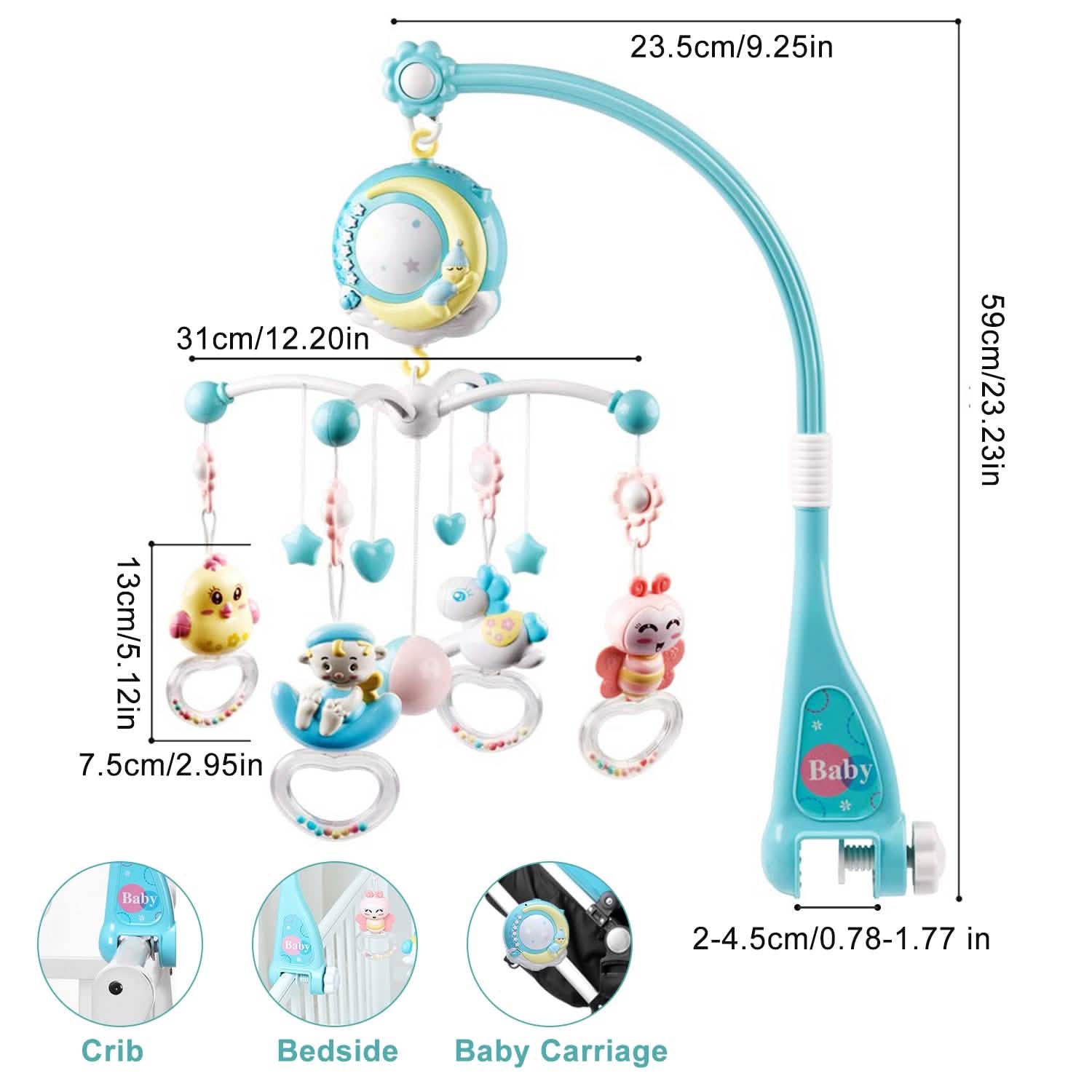 Projecteur étoile mobile Veilleuse de nuit pour bébé avec boîte à musique et télécommande