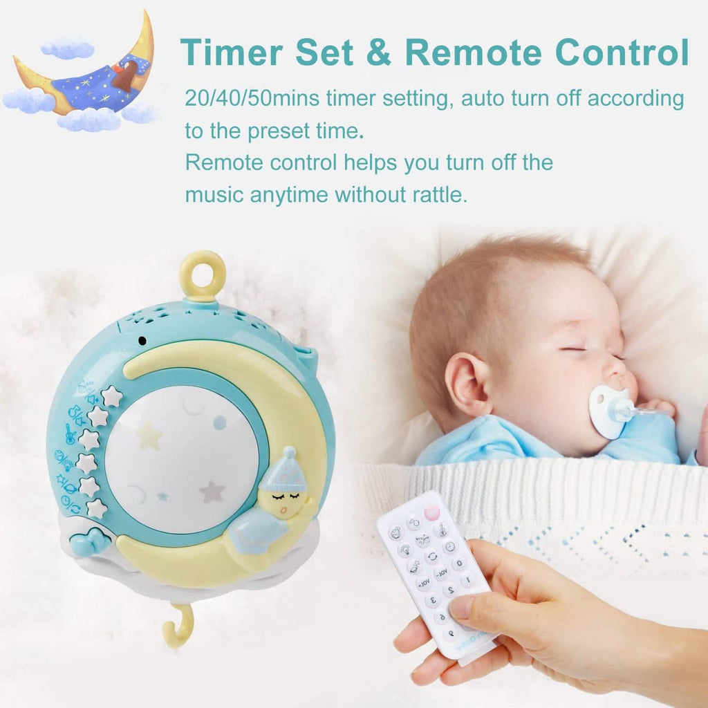 Projecteur étoile mobile Veilleuse de nuit pour bébé avec boîte à musique et télécommande