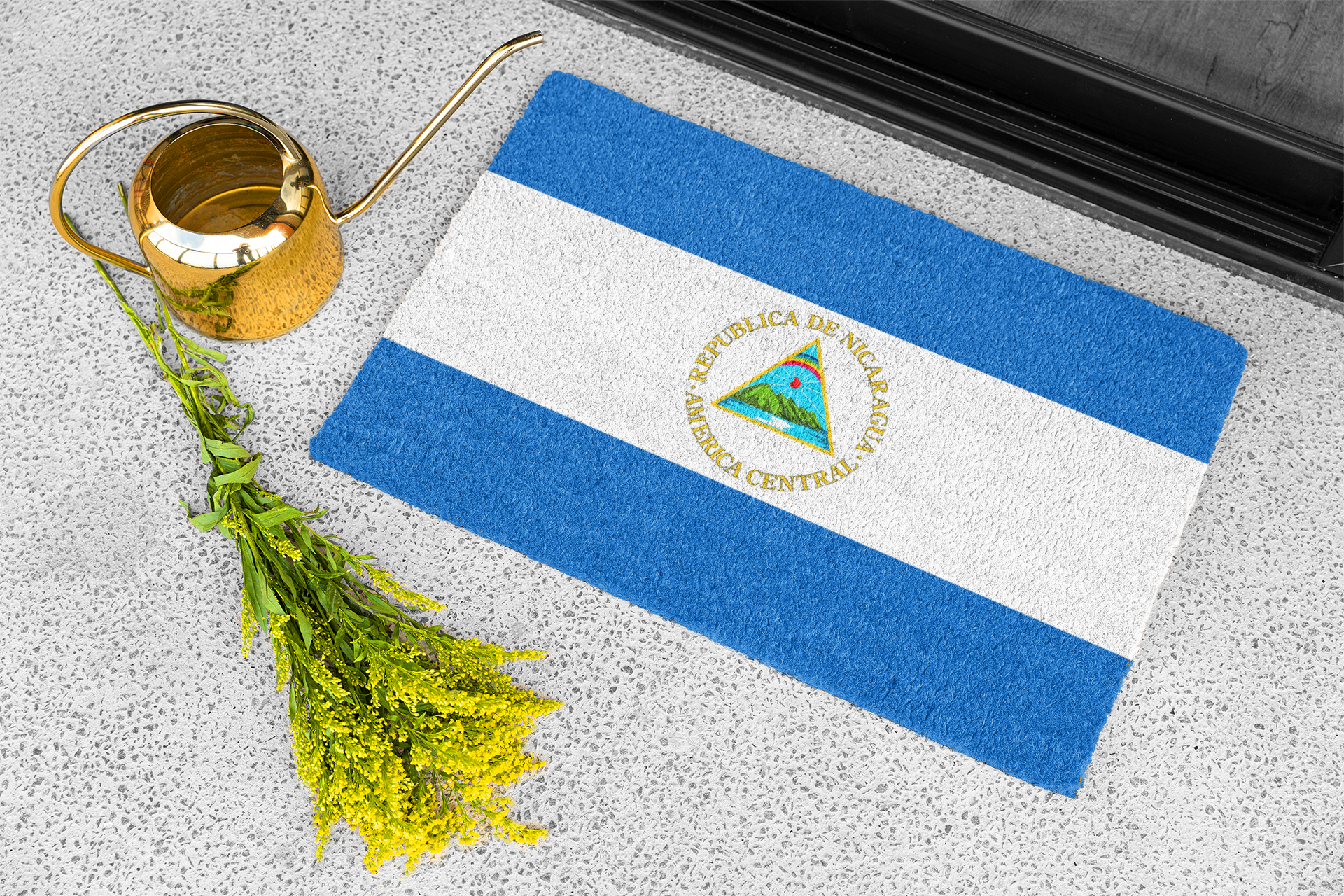 Paillasson antidérapant extérieur drapeau du Nicaragua | Managua | León | Tipitapa | Cadeau pour les Nicaraguayens | 24"x36"