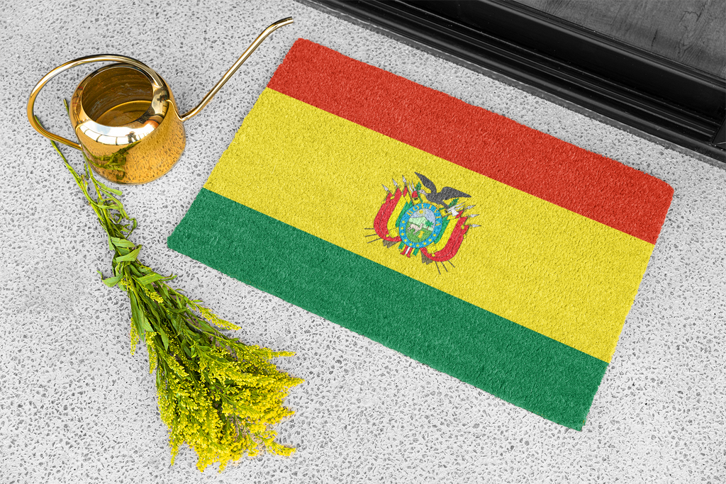 Paillasson extérieur antidérapant drapeau de la Bolivie | Santa Cruz | El Alto | La Paz | Cadeau pour les Boliviens | 24"x36"