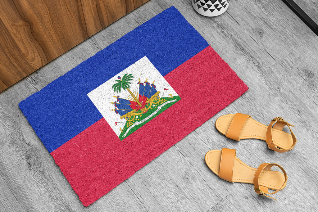 Paillasson Antidérapant Extérieur Drapeau d'Haïti | Port-au-Prince | Carrefour | Delmas 73 | 24"x36"