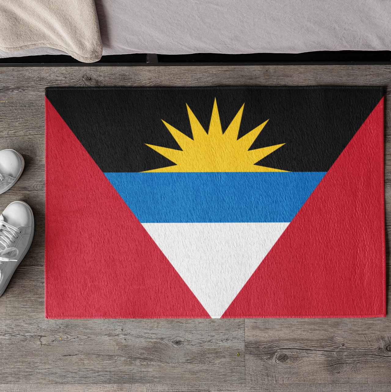 Paillasson antidérapant d'extérieur avec le drapeau d'Antigua-et-Barbuda | Saint John's | Antiguan Liberta | 24"x36"