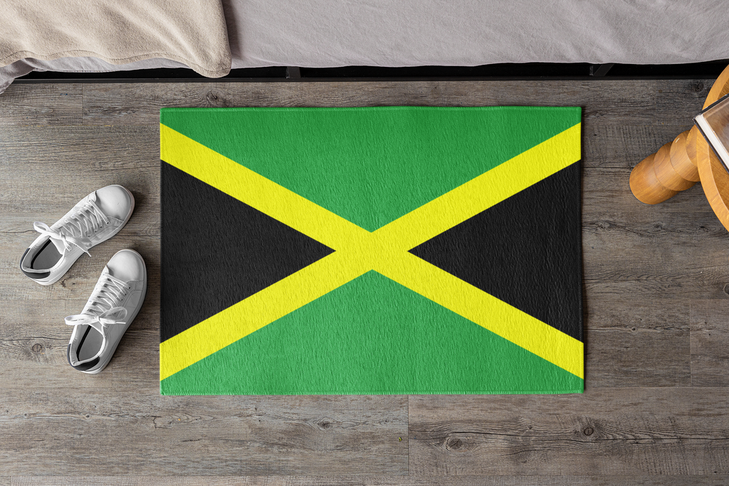 Paillasson antidérapant d'extérieur avec le drapeau de la Jamaïque | Kingston | Montego Bay | Portmore | 24"x36"