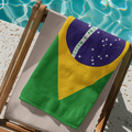 Serviette de plage drapeau brésilien | Qualité et Durabilité - 2 Tailles | Fierté brésilienne | Cadeau pour les Brésiliens
