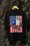 T-shirt Fierté Drapeau Chili + Drapeau États-Unis | Drapeaux Chilien + Américain déchirés 4 Juillet | T-shirts humoristiques viraux latinos | Unisexe - 4 couleurs