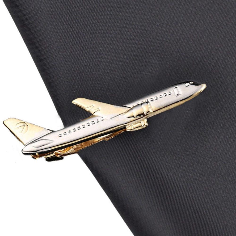 Pince à cravate moderne en forme d'avion pour homme, plaquée or, pour pilote d'affaires, mariage, cadeau, pince à cravate de qualité pour costume d'homme, cadeau de mariage