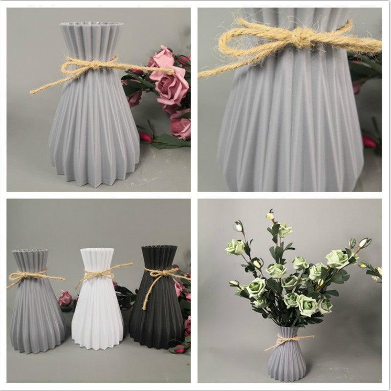 Vase en plastique floral artificiel moderne, pot de fleurs imitation céramique pour la décoration intérieure, centres de table de salon et ornements d'événements