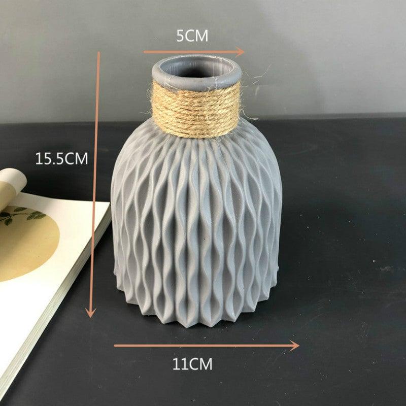 Vase en plastique floral artificiel moderne, pot de fleurs imitation céramique pour la décoration intérieure, centres de table de salon et ornements d'événements