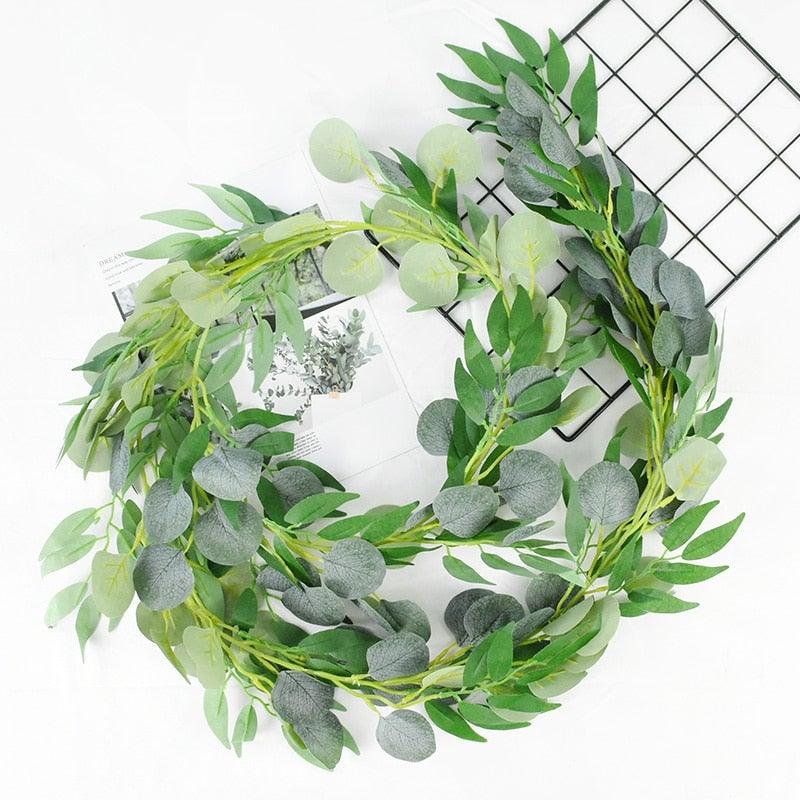 Guirlande Artificielle Moderne de Feuilles d'Eucalyptus Vertes, Rotin de Glycine, Faux Décor, Vignes de Feuilles de Soie pour la Décoration de Mariages et Fêtes d'Anniversaire