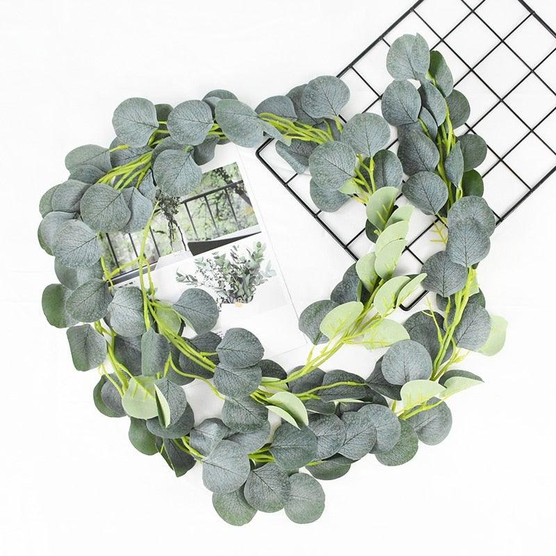 Guirlande Artificielle Moderne de Feuilles d'Eucalyptus Vertes, Rotin de Glycine, Faux Décor, Vignes de Feuilles de Soie pour la Décoration de Mariages et Fêtes d'Anniversaire