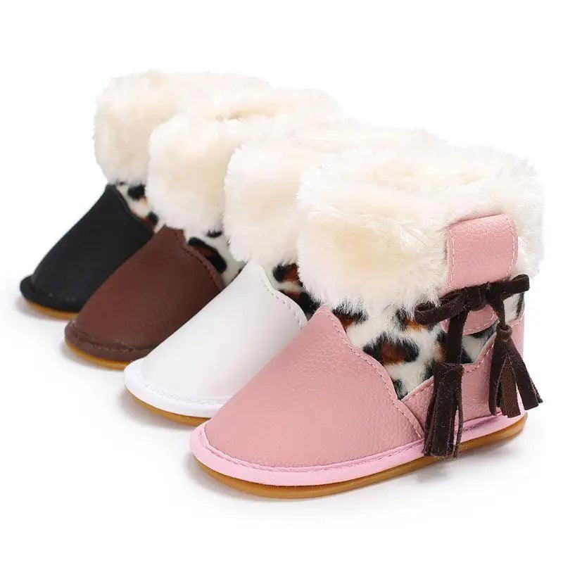 Chaussures Bébé Modernes à Imprimé Léopard, Semelle en Caoutchouc Antidérapante, Bottes Mode pour Filles et Enfants