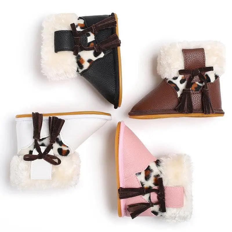 Chaussures Bébé Modernes à Imprimé Léopard, Semelle en Caoutchouc Antidérapante, Bottes Mode pour Filles et Enfants