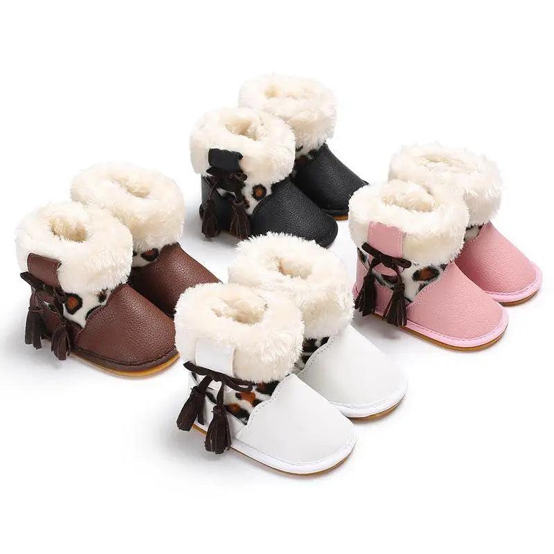 Chaussures Bébé Modernes à Imprimé Léopard, Semelle en Caoutchouc Antidérapante, Bottes Mode pour Filles et Enfants