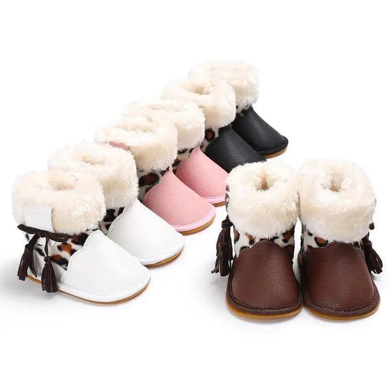 Chaussures Bébé Modernes à Imprimé Léopard, Semelle en Caoutchouc Antidérapante, Bottes Mode pour Filles et Enfants
