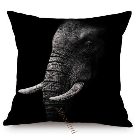 Housses de Coussin Carrées 45x45cm pour Canapé, Décoration d'Intérieur, avec Motif Lion Zèbre Éléphant Tigre, Photographie Animale Moderne en Noir et Blanc