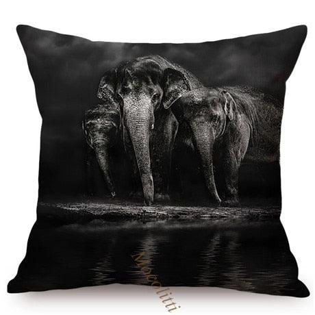 Housses de Coussin Carrées 45x45cm pour Canapé, Décoration d'Intérieur, avec Motif Lion Zèbre Éléphant Tigre, Photographie Animale Moderne en Noir et Blanc