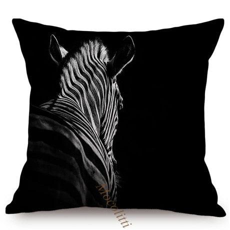 Housses de Coussin Carrées 45x45cm pour Canapé, Décoration d'Intérieur, avec Motif Lion Zèbre Éléphant Tigre, Photographie Animale Moderne en Noir et Blanc
