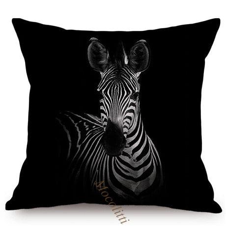 Housses de Coussin Carrées 45x45cm pour Canapé, Décoration d'Intérieur, avec Motif Lion Zèbre Éléphant Tigre, Photographie Animale Moderne en Noir et Blanc